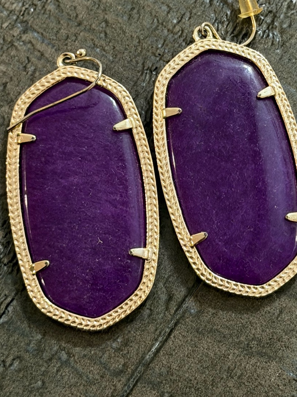 Kendra Scott Purple Danielle Large Gold Frame Drop Earrings